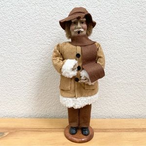 Vintage Christmas Caroler Old Man Christmas 11.5” Doll Decor